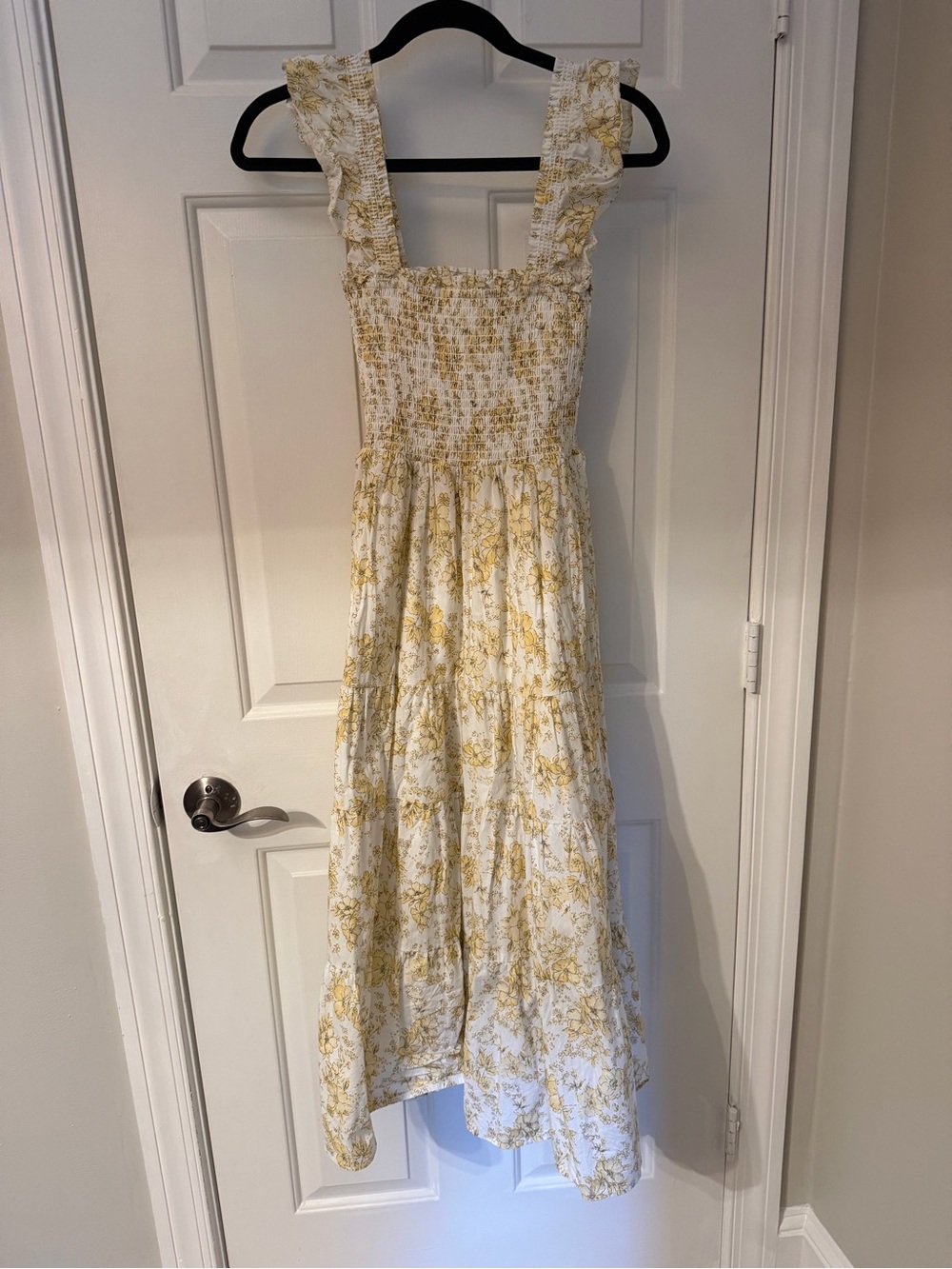 Aqua Dress with Yellow Floral Smocking